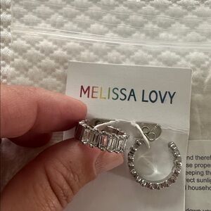 Melissa Lovy Silver Crystal Hoop Earrings